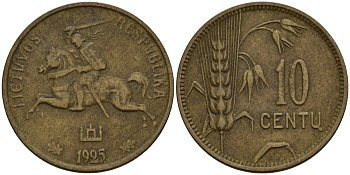 Литва 10 центов 1925 KM 73 алюминиевая бронза 4154-945