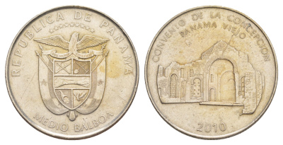 Панама 1/2 бальбоа (50 сентесимо) 2010 Панама-Вьехо - Монастырь Зачатия KM 140 медь плакированная медно-никелем UNC 4645-212