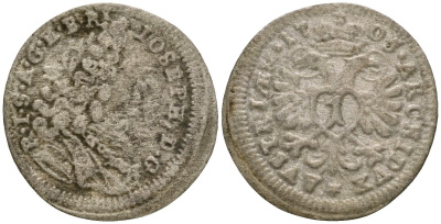 Австрия 1 крейцер 1705 Леопольд I (1657-1705) KM 1424 серебро 4147-213