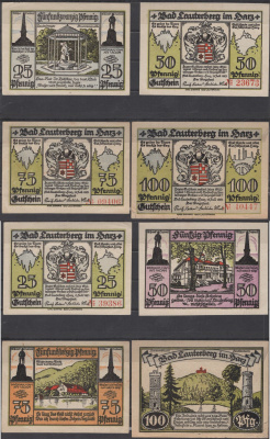 Лаутерберг полный набор из 4 нотгельдов (25, 50, 75 и 300 пфеннигов) 1921 Grabowski 779.1c бумага aUNC 2193-8-2-2