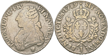 Франция КОПИЯ 1 экю 1789 KM 564 белый металл 63-123