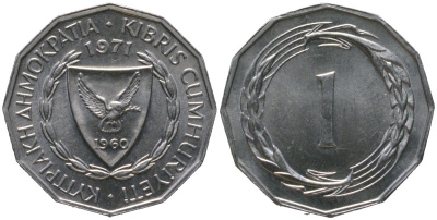 Кипр 1 миль 1971 редкий год KM 38 алюминий UNC 4567-654