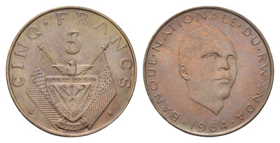 Руанда 5 франков 1964 Грегуар Кайибанда KM 6 бронза 4678-132