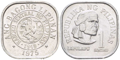 Филиппины 1 сентимо 1975 вождь острова Мактан Лапу-Лапу KM 205 алюминий 218-1153