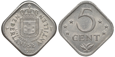 Нидерландские Антилы 5 центов 1978 Юлиана (1948-1980) KM 13 медно-никель 4610-827