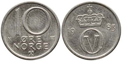 Швеция 10 эре 1983 U Карл XVI Густав (1973- ) KM 850 медно-никель 4396-534