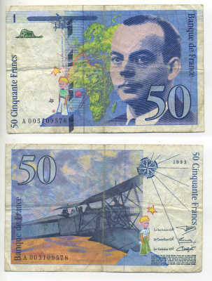 ФРАНЦИЯ 50 ФРАНКОВ 1993 Pick 157b бумага 7552-8-1