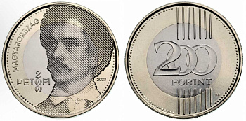 Венгрия 200 форинтов 2023 200 лет со дня рождения Шандора Петефи KM NEW биметалл  UNC  M36-16