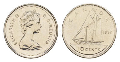 Канада 10 центов 1979 Елизавета II (1952-2022), парусник KM 77 никель PROOF-LIKE (BU) 4630-1014