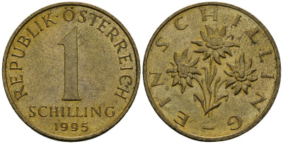 Австрия 1 шиллинг 1995 KM 2886 алюминиевая бронза 4135-231