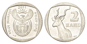 ЮАР 2 ранда 2011 KM 505 медь плакированная никелем UNC 4628-314