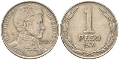 Чили 1 песо 1976 KM 208 никель латунь 4513-1114