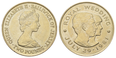 Джерси 2 фунта 1981 Свадьба Принца Чарльза и Леди Дианы KM 52 медно-никель BU 1066-7-24