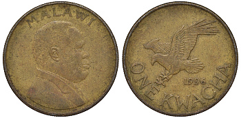 Малави 1 квача 1996 орел KM 28 сталь плакированная латунью 4162-336