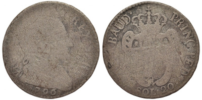 ИТАЛИЯ САРДИНИЯ 20 СОЛЬДИ 1796 КАРЛ ЭММАНУИЛ KM 58 серебро 189-242