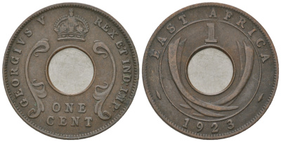 Британская Восточная Африка 1 цент 1923 Георг V (1910-1936) KM 22 бронза 4385-653