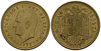 Испания 1 песета 1975 Хуан Карлос I (1975-2014) KM 806 алюминиевая бронза 4176-345