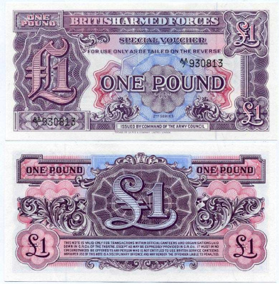 АНГЛИЯ 1 ФУНТ 1948 ДЛЯ ВООРУЖЕННЫХ СИЛ, 2 СЕРИЯ, TDLR Pick M 22a бумага UNC (ПРЕСС) 7375-28-2-2