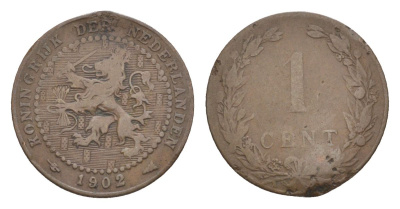 Нидерланды 1 цент 1902 Вильгельмина (1890-1948) KM 132 бронза 73-141