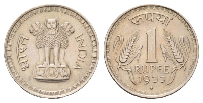 Индия 1 рупия 1977 KM 78.1 медно-никель 4654-1042