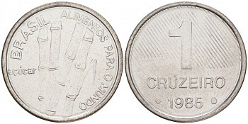 Бразилия 1 крузейро 1985 FAO, сахарный тростник KM 598 нержавеющая сталь UNC M24-16