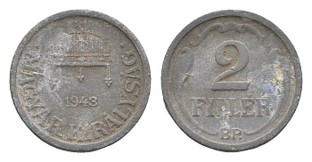 Венгрия 2 филлера 1943 BP KM 519 цинк 4665-542