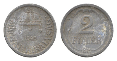 Венгрия 2 филлера 1943 BP KM 519 цинк 4665-542