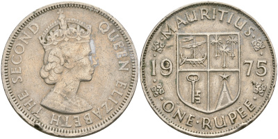 Маврикий 1 рупия 1975 Елизавета II (1952-) KM 35.1 медно-никель 4607-333