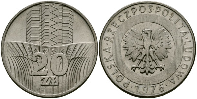 Польша 20 злотых 1976 MW KM 67 медно-никель 4168-822