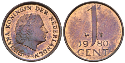 Нидерланды 1 цент 1980 Юлиана (1949-1980) KM 180 бронза UNC 220-526