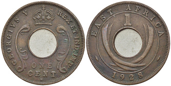Британская Восточная Африка 1 цент 1928 Георг V (1910-1936) KM 22 бронза 110-1013