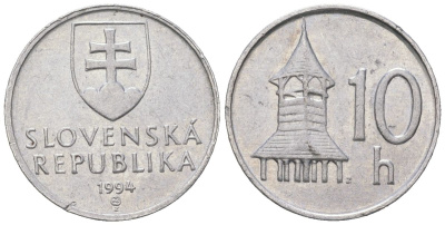 Словакия 10 геллеров 1994 MK KM 17 алюминий aUNC 4164-438