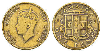 Ямайка 1 пенни 1950 KM 35 никель латунь 4628-555