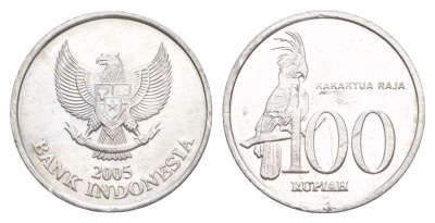 Индонезия 100 рупий 2005 KM 61 алюминий aUNC 4525-153