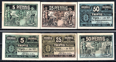 Триптис (Тюрингия) набор из 3 нотгельдов 1921 7555-49-1-2
