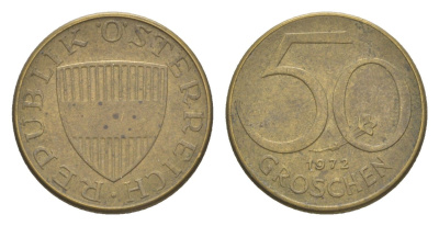 Австрия 50 грошей 1972 KM 2885 алюминиевая бронза 4124-139