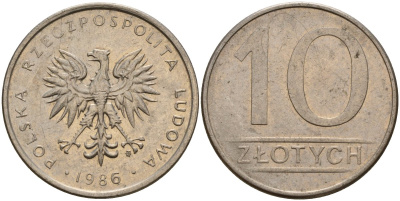 Польша 10 злотых 1986 Y 152.1 медно-никель 4156-922