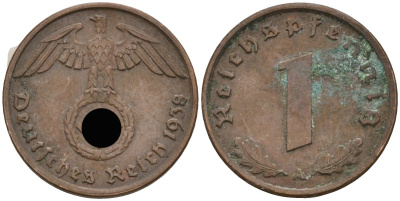 Германия 1 рейхспфенниг 1938 A KM 89, J 361 бронза 4396-833