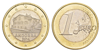 Андорра 1 евро 2014 KM 526 биметалл UNC 4654-827