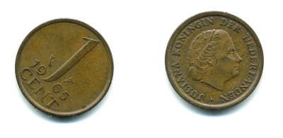 Нидерланды 1 цент 1965 Юлиана (1948-1980) КМ 180 бронза 76-263