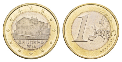Андорра 1 евро 2014 KM 526 биметалл UNC 4654-827