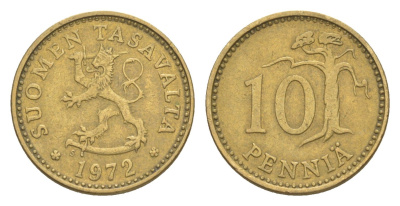 Финляндия 10 пенни 1972 KM 46 алюминиевая бронза 4647-332