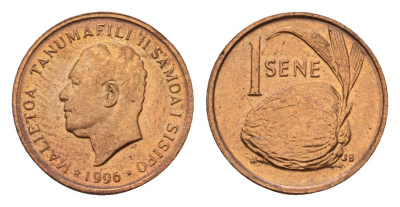 Самоа 1 сене 1996 Малиетоа Танумафили II KM 12 бронза UNC 4679-519