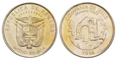 Панама 1/2 бальбоа (50 сентесимо) 2016 Храм Ла-Компанья-де-Хесус, Панама-Вьехо KM 147 медь плакированная медно-никелем UNC 4645-315