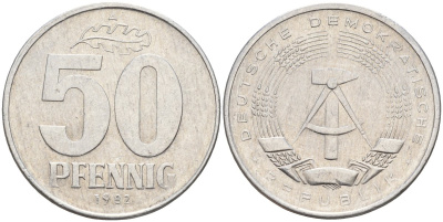 ГДР 50 пфеннигов 1982 A KM 12.2 алюминий 4143-813