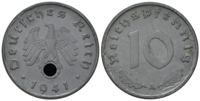 Германия 10 рейхспфеннигов 1941 A J. 371, KM 101 цинк 4175-345