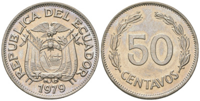 Эквадор 50 сентаво 1979 KM 81 сталь плакированная никелем aUNC 4511-341