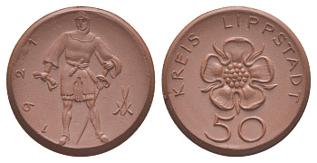 Липпштадт 50 пфеннигов 1921 Men05 15378.4, Men18 19274.4, Scheuch 155 фарфор 1094-10-32
