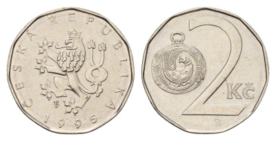 Чехия 2 кроны 1995 KM 9 сталь плакированная никелем 192-865