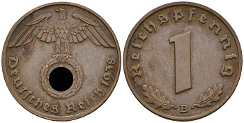 Германия 1 рейхспфенниг 1938 E KM 89, J 361 бронза 4136-1225